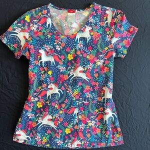 Dickies Floral and Unicorn XS Scrub Top-used